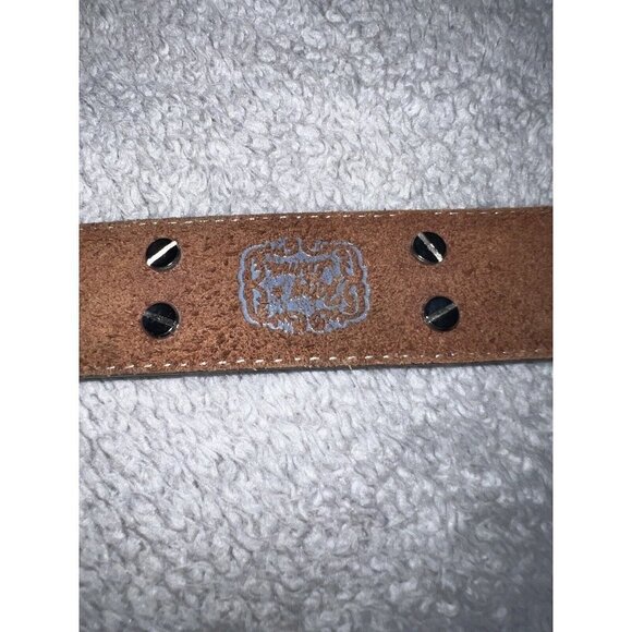 TONY LAMA Mens Cognac Nubuck Diamond Silver Studs Silver Buckle Belt - Picture 10 of 12